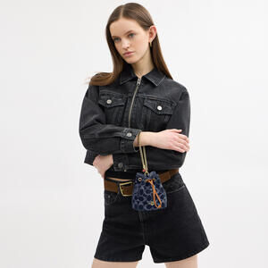 Coach Drawstring Wristlet In Signature Denim